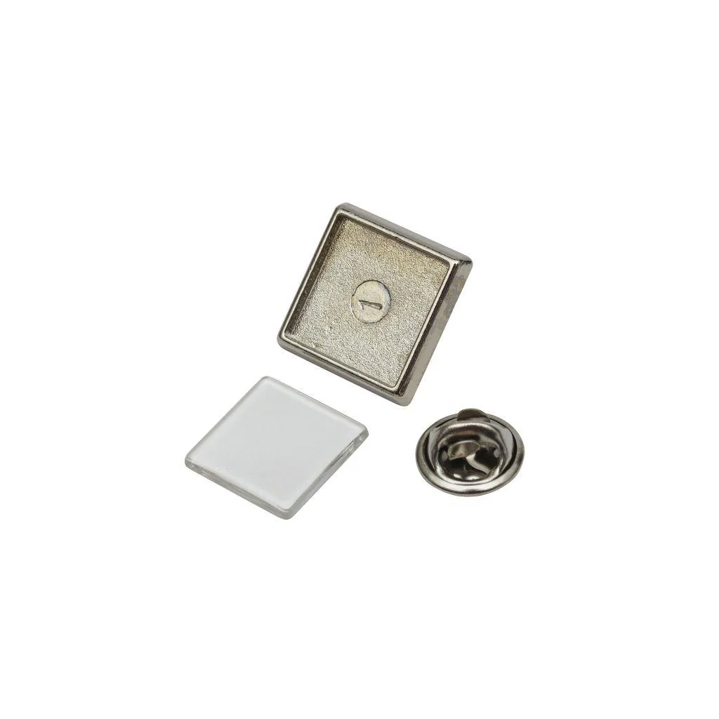 15mm Square Butterfly Pin Back Metal Blank Badge - Pack of 50 - Image 7