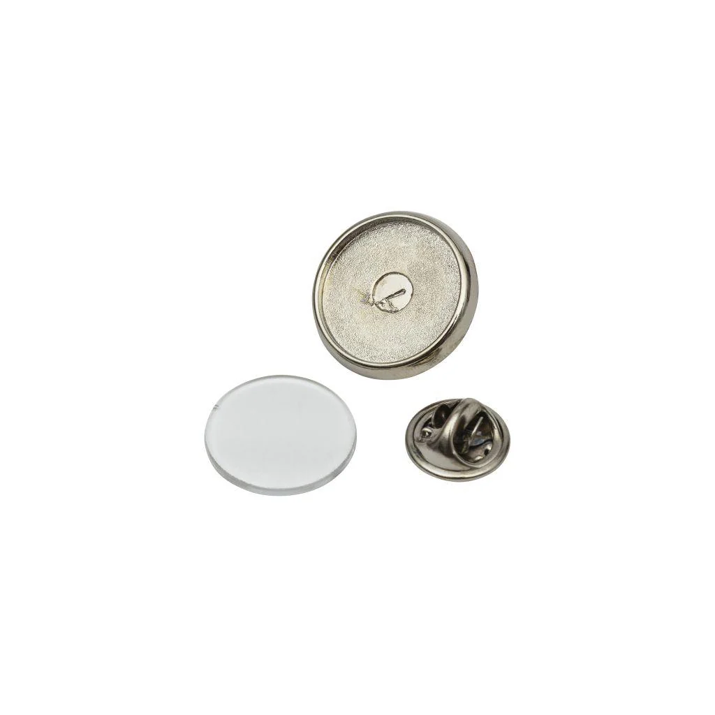 17mm Round Butterfly Pin Back Silver Metal Blank Badge - Pack of 50 - Image 7