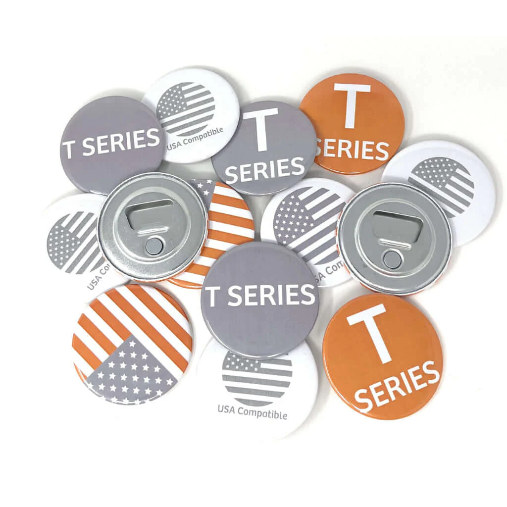 2 1/4 inch (56mm) Round USA T Series Magnetic Bottle Opener Button Badge Components - Pack of 100 - Image 3