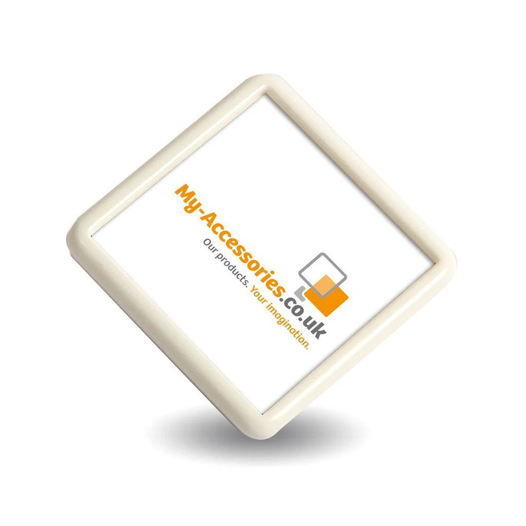 25mm Square White Blank Plastic Pin Badge - Pack of 50 - Image 3