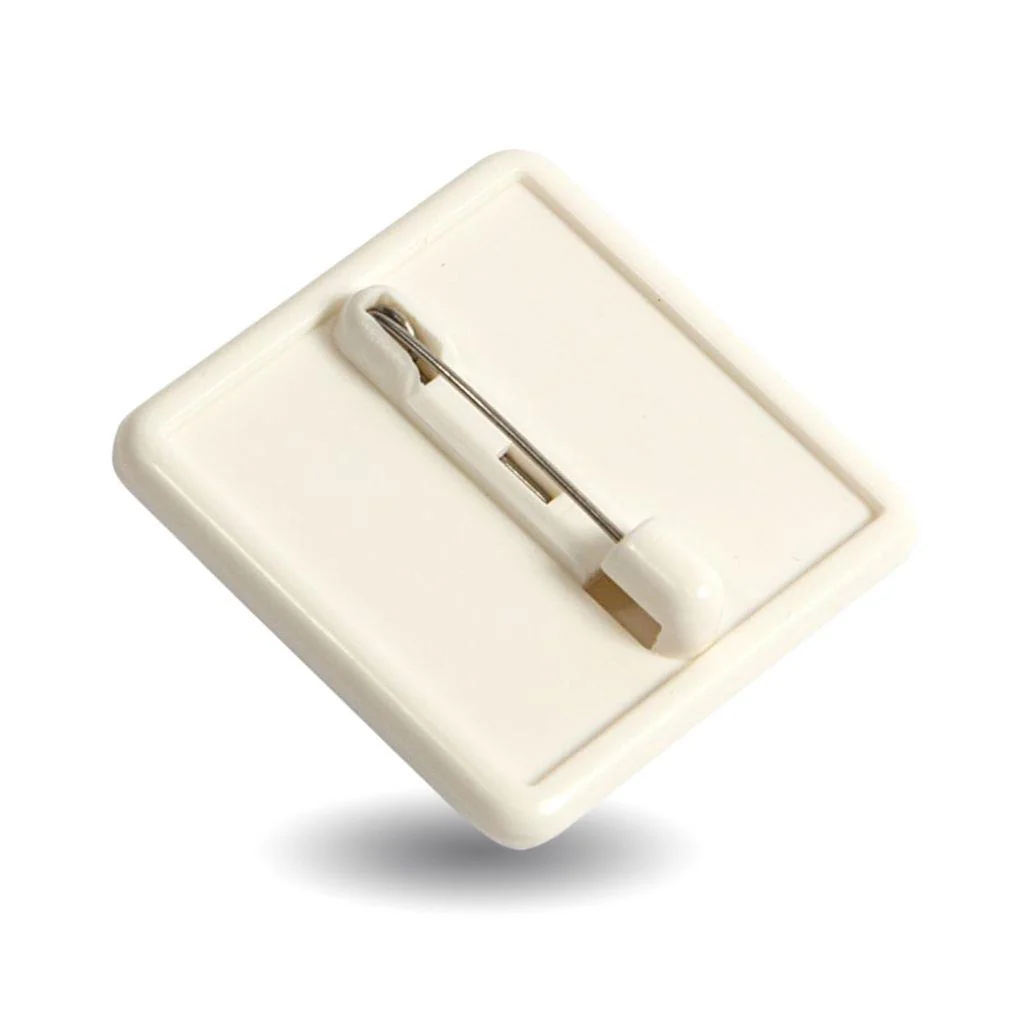 25mm Square White Blank Plastic Pin Badge - Pack of 50 - Image 4