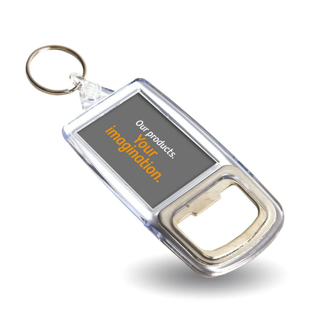 45 x 35mm Rectangular R2 Blank Plastic Photo Insert Bottle Opener Keyring - Pack of 10 - Image 3