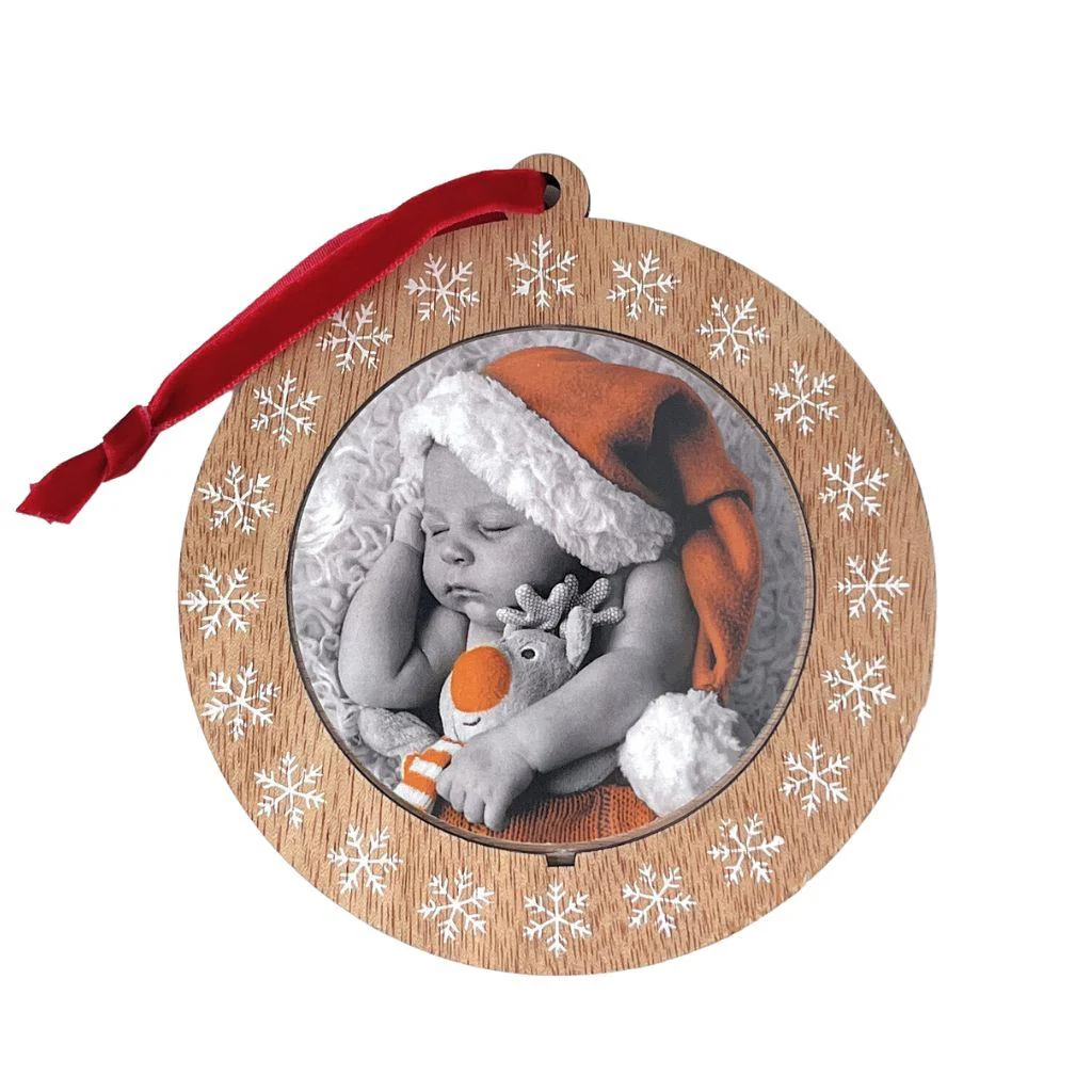 70mm Round Xmas Hanger - White Snowflake - Pack of 6 - Image 3