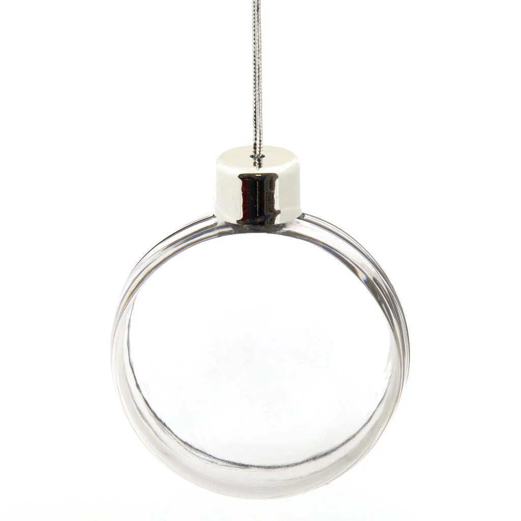 80mm Round (3 inch) Blank Plastic Bauble with Cap - Pack of 6 - Image 3