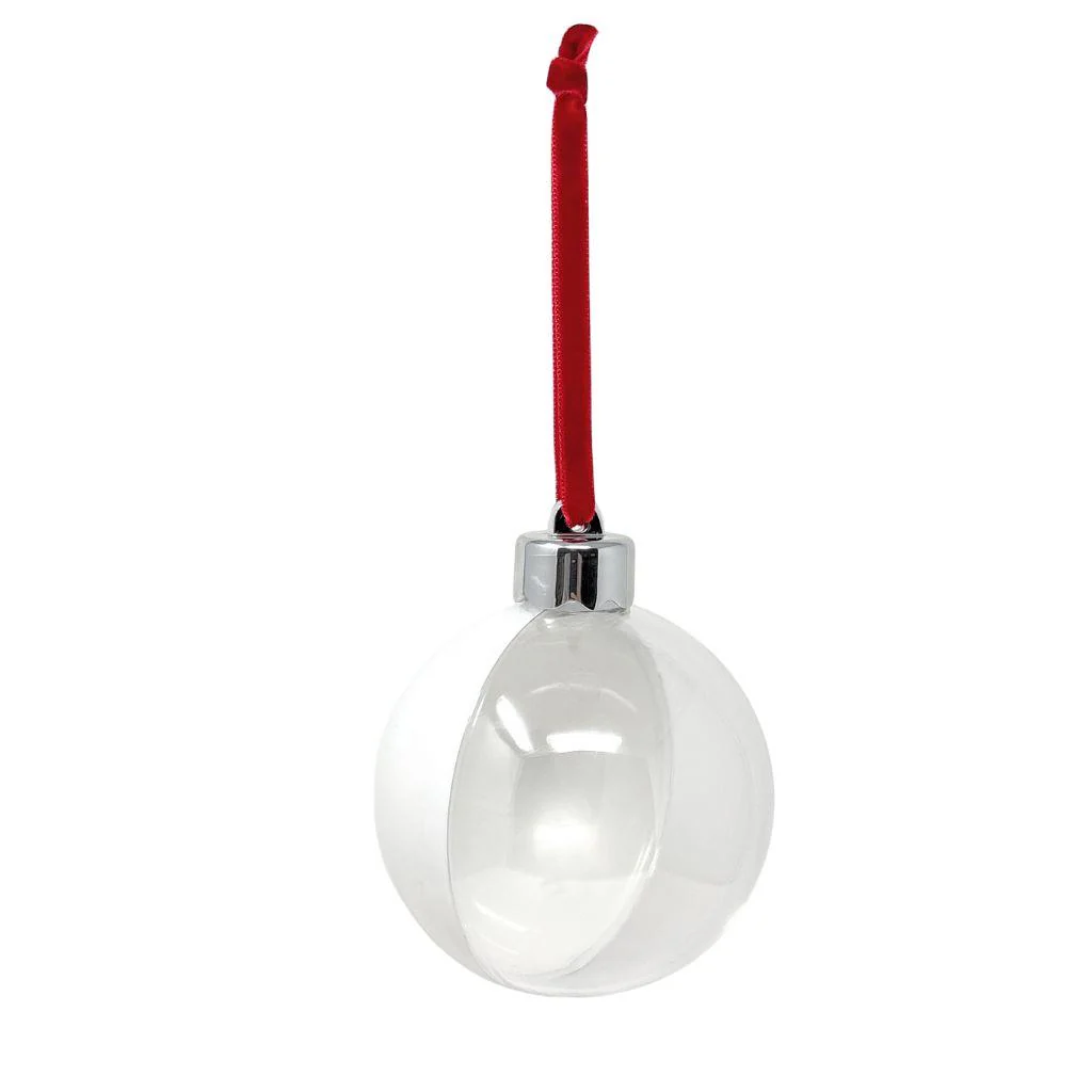 80mm Round Blank Hinged Opening Bauble With Silver Cap - Pack of 6 - Image 11