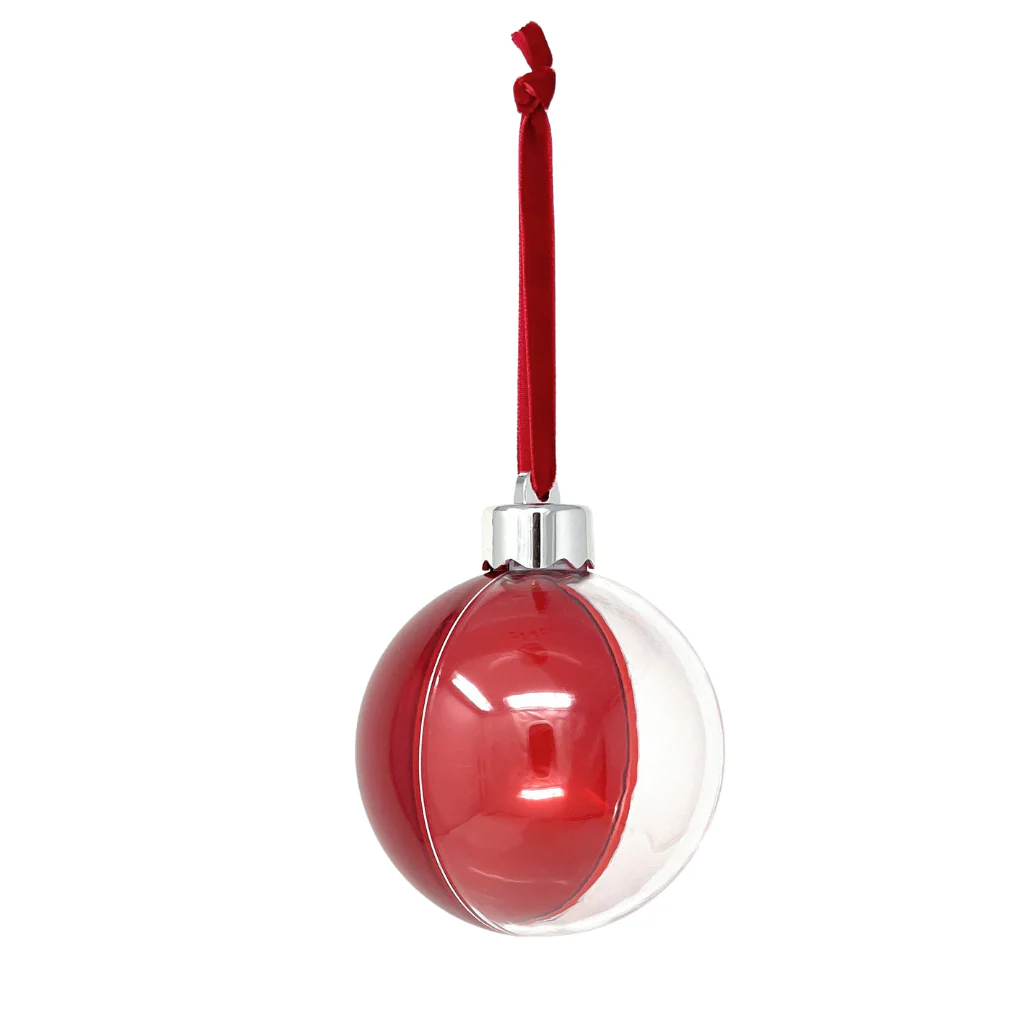 80mm Round Blank Hinged Opening Bauble With Silver Cap - Pack of 6 - Image 5