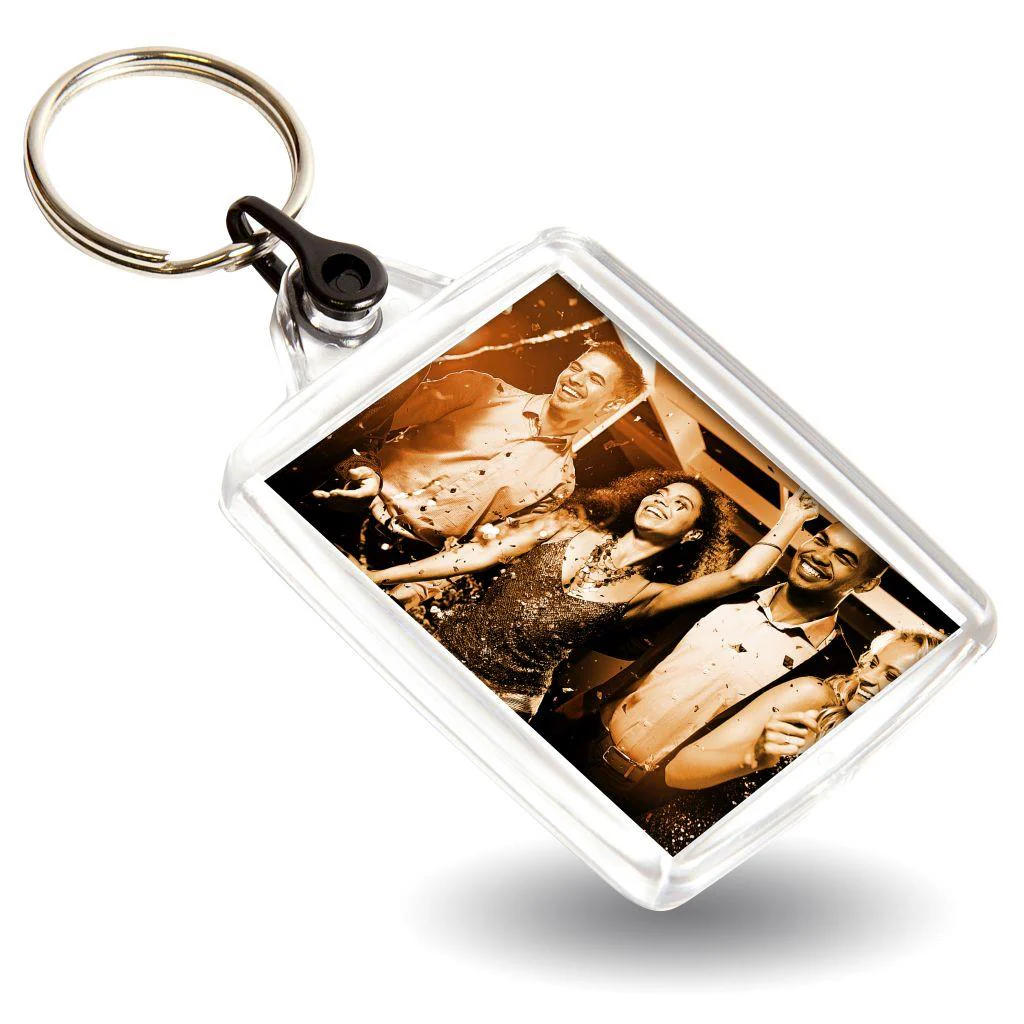 A502 Rectangular Blank Plastic Photo Insert Keyring with Coloured Connector - 45 x 35mm - Pack of 50 - Image 3