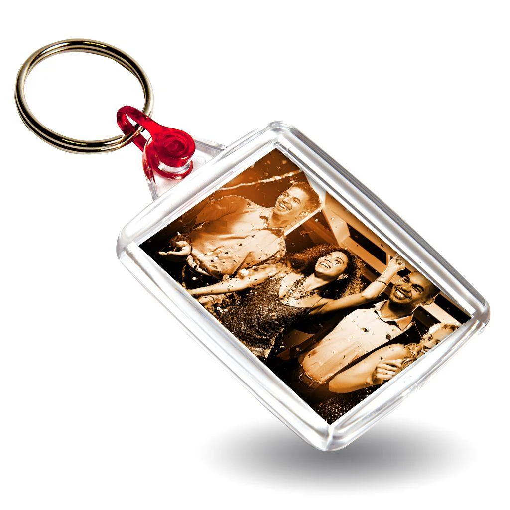 A502 Rectangular Blank Plastic Photo Insert Keyring with Coloured Connector - 45 x 35mm - Pack of 50 - Image 5