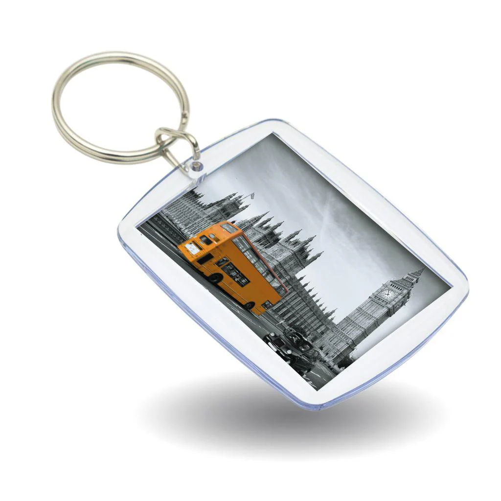 A7 Rectangular Blank Plastic Photo Insert Keyring - 45 x 35mm - Individually Bagged - Pack of 10 - Image 3