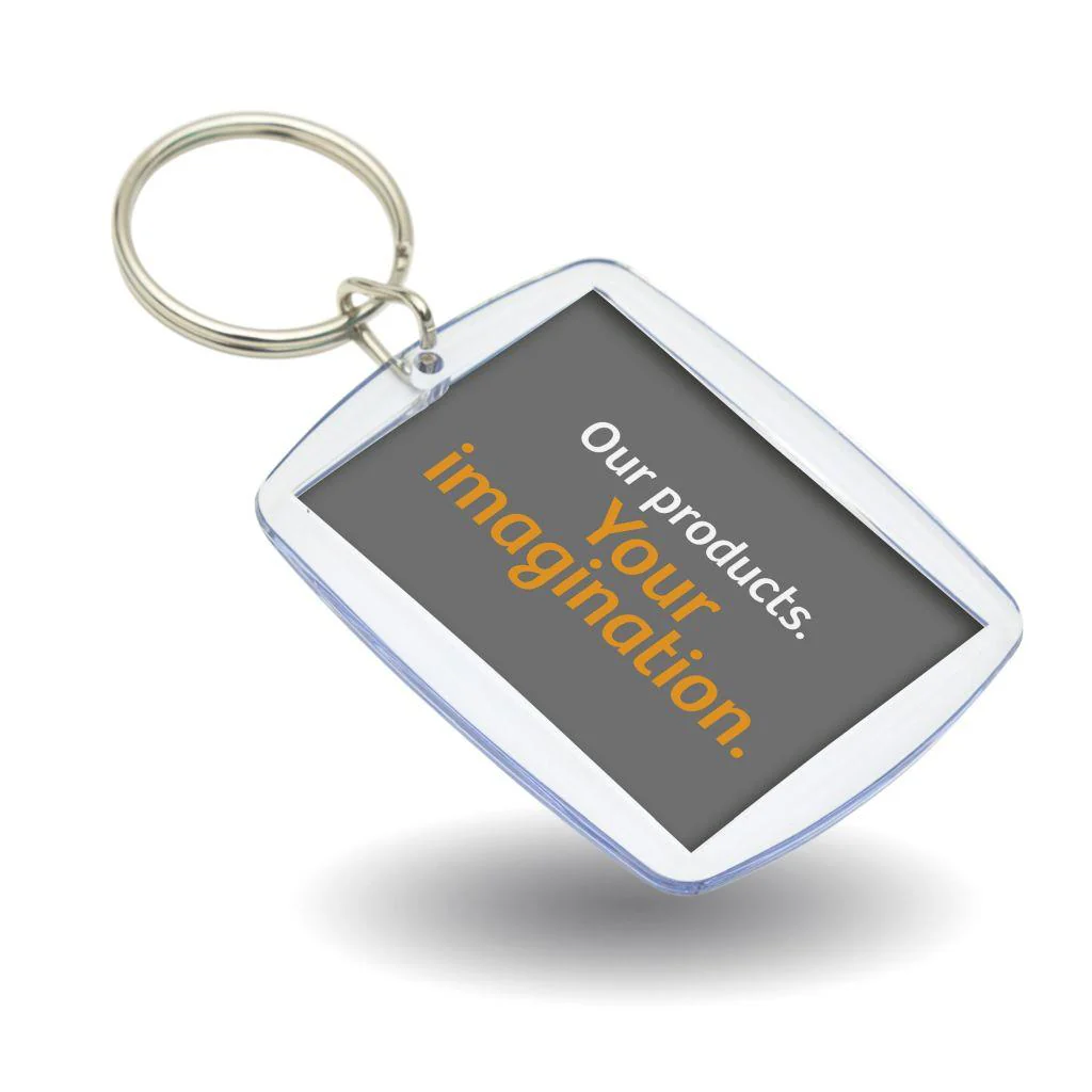 A7 Rectangular Blank Plastic Photo Insert Keyring - 45 x 35mm - Pack of 50 - Image 3