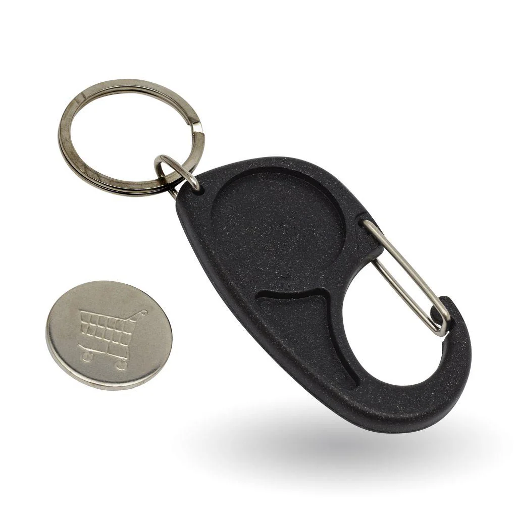 Blank Plastic 25mm Insert Carabiner Trolley Coin Keyring - Pack of 10 - Image 2