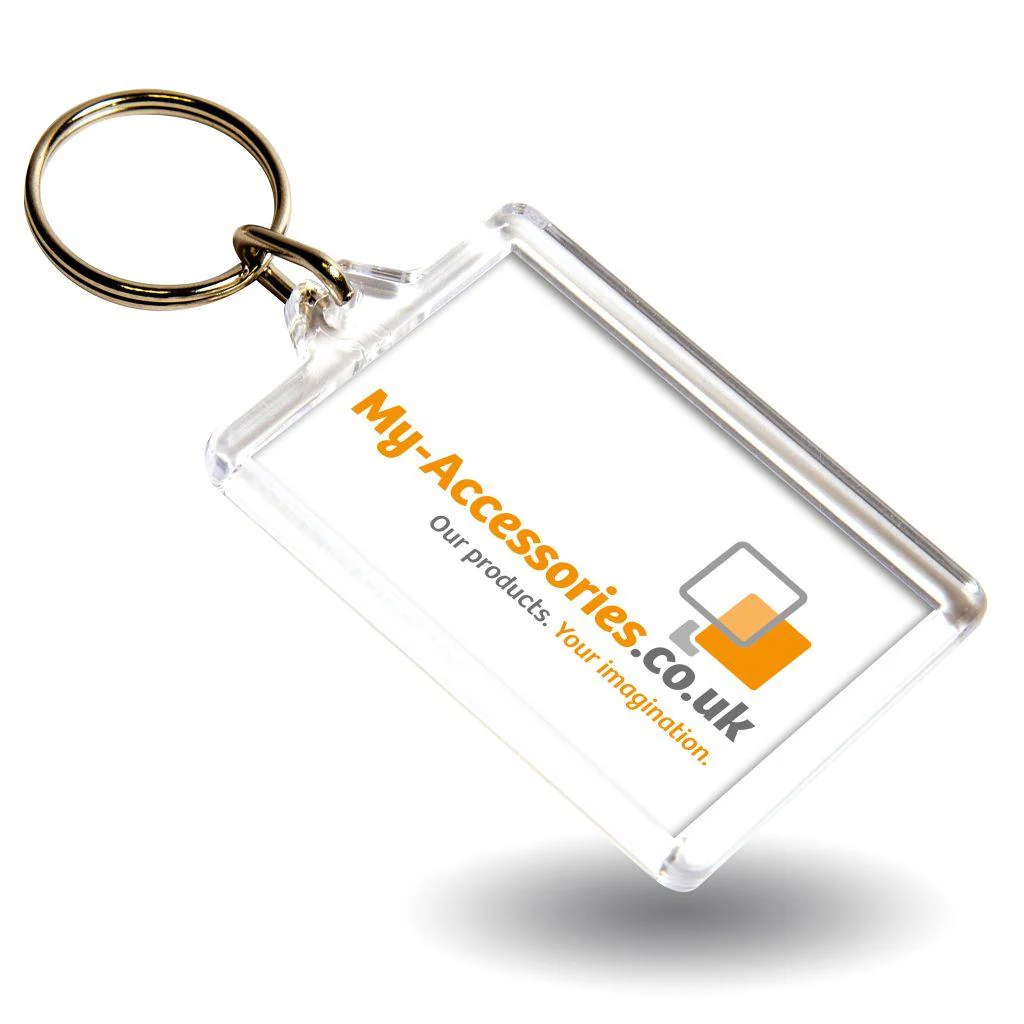 C1 Rectangular Blank Plastic Photo Insert Keyring - 50 x 35mm - Pack of 50 - Image 3