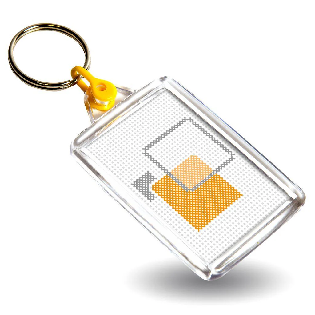 C102-CS Rectangular Blank Plastic Cross Stitch Insert Keyring with Coloured Connector - 50 x 35mm - Pack of 50 - Image 3