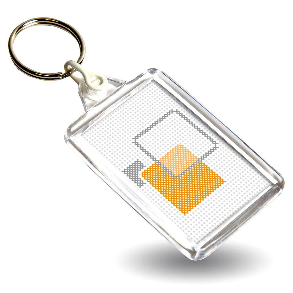 C102-CS Rectangular Blank Plastic Cross Stitch Insert Keyring with Coloured Connector - 50 x 35mm - Pack of 50 - Image 4