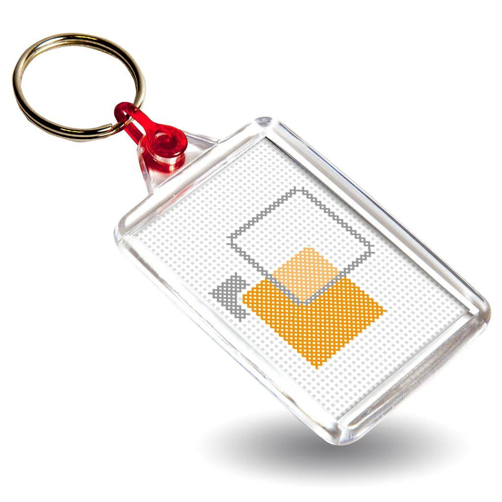 C102-CS Rectangular Blank Plastic Cross Stitch Insert Keyring with Coloured Connector - 50 x 35mm - Pack of 50 - Image 5