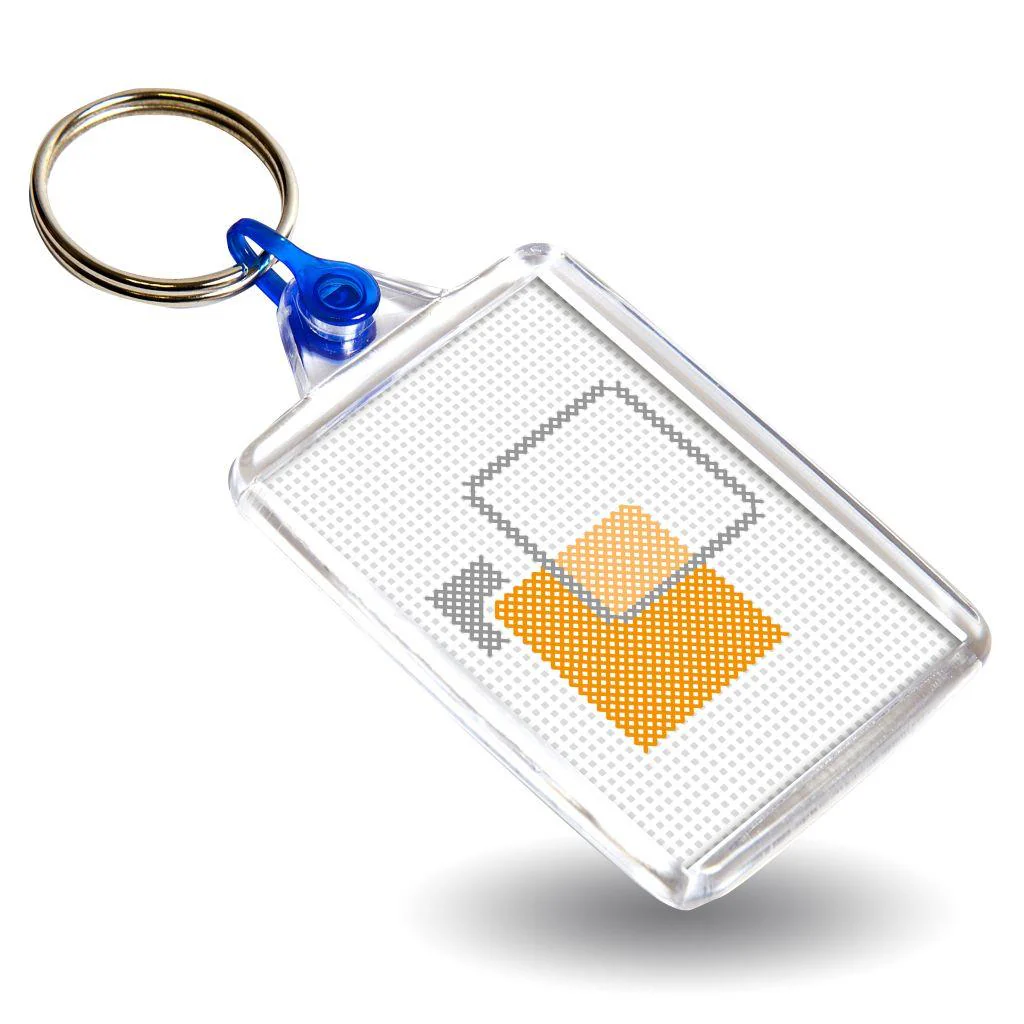 C102-CS Rectangular Blank Plastic Cross Stitch Insert Keyring with Coloured Connector - 50 x 35mm - Pack of 50 - Image 7
