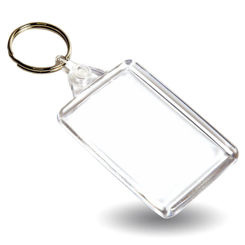 C102 Rectangular Blank Plastic Photo Insert Keyring with Clear Connector - 50 x 35mm - Pack of 50 - Image 2