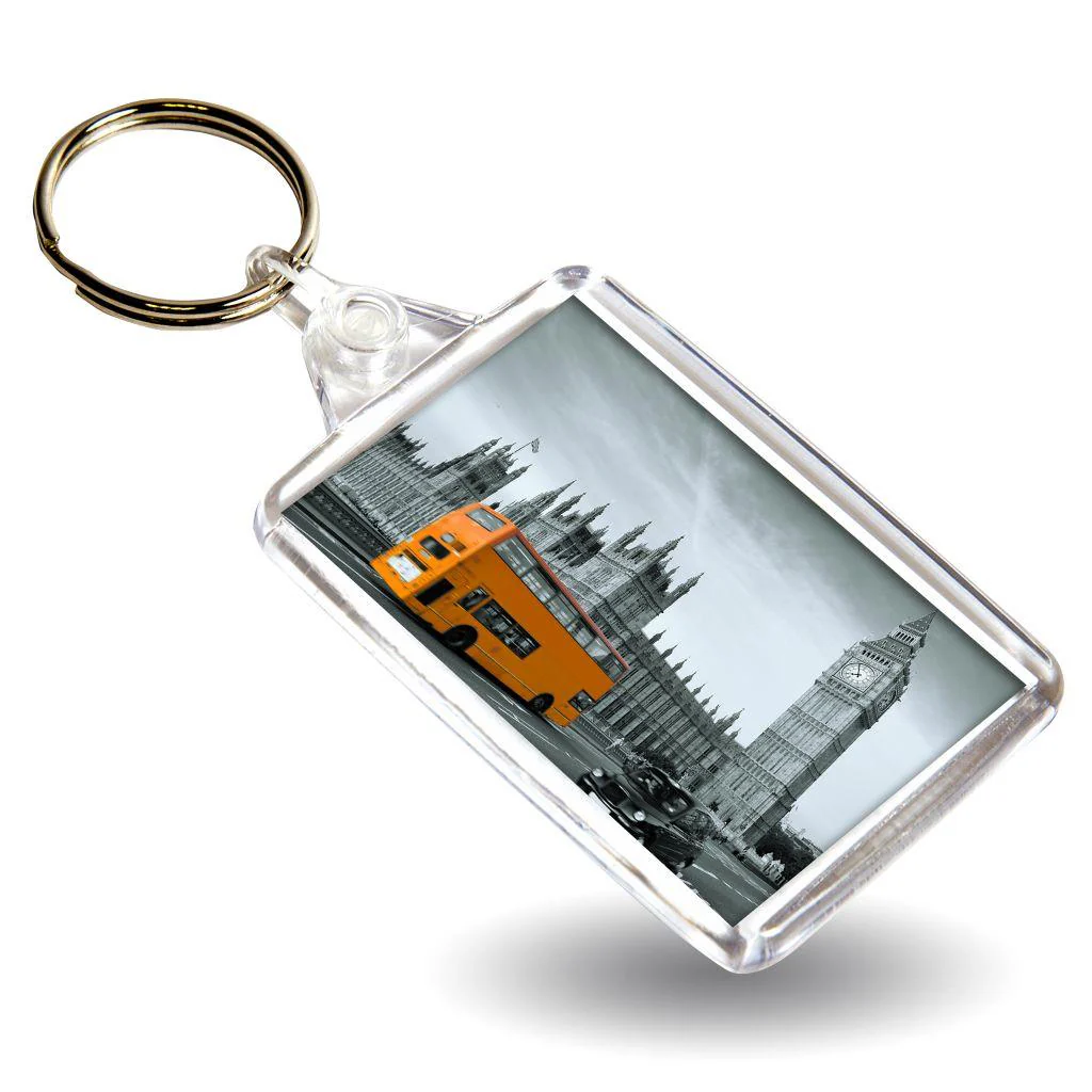 C102 Rectangular Blank Plastic Photo Insert Keyring with Clear Connector - 50 x 35mm - Pack of 50 - Image 3