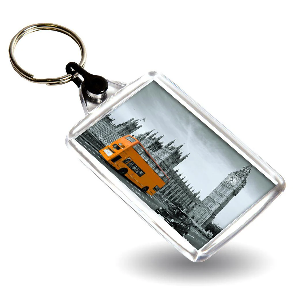 C102 Rectangular Blank Plastic Photo Insert Keyring with Coloured Connector - 50 x 35mm - Pack of 50 - Image 3