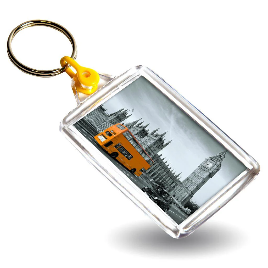 C102 Rectangular Blank Plastic Photo Insert Keyring with Coloured Connector - 50 x 35mm - Pack of 50 - Image 5