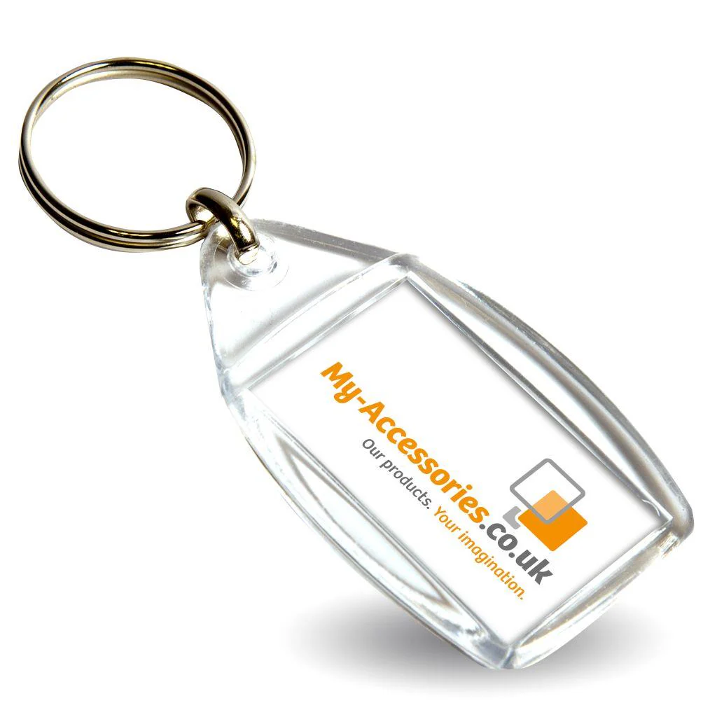 CF-40 Rectangular Blank Plastic Photo Insert Keyring - 40 x 25mm - Pack of 50 - Image 3