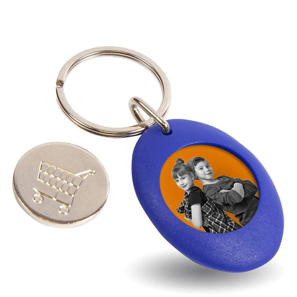 CR-ZCOIN Round Blank Plastic Photo Insert Keyring with Shopping Trolley Coin - 25mm - Pack of 10 - Image 4