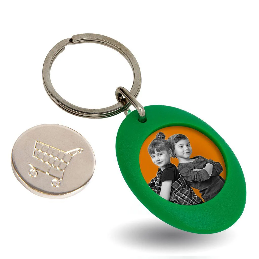 CR-ZCOIN Round Blank Plastic Photo Insert Keyring with Shopping Trolley Coin - 25mm - Pack of 10 - Image 5