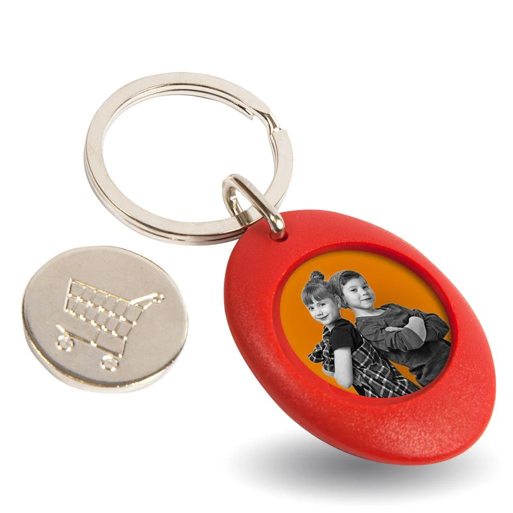 CR-ZCOIN Round Blank Plastic Photo Insert Keyring with Shopping Trolley Coin - 25mm - Pack of 10 - Image 6