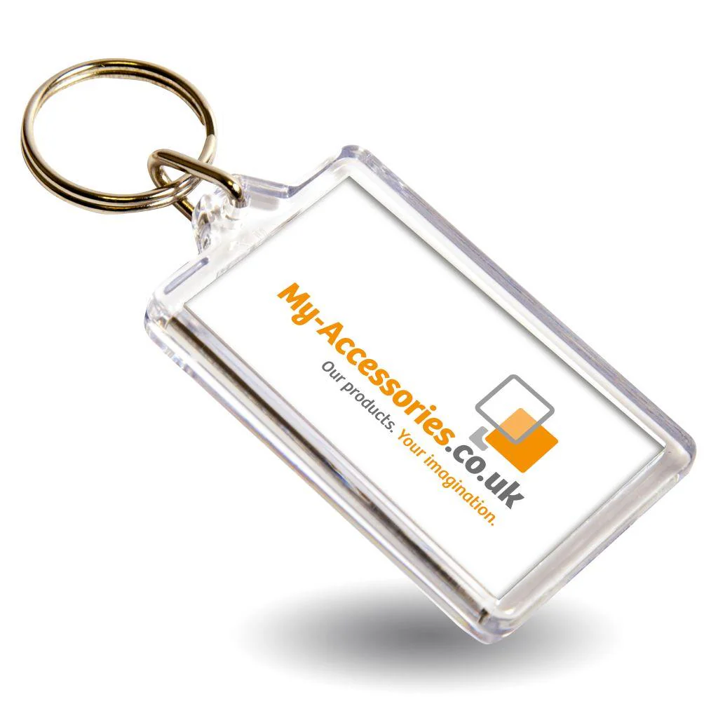 G1 Rectangular Blank Plastic Photo Insert Keyring - 50 x 30mm - Pack of 50 - Image 3