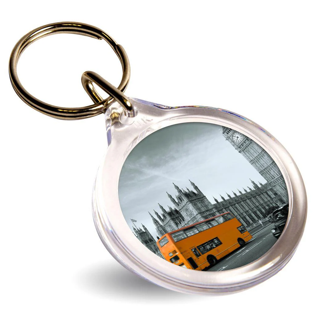 I1 Round Blank Plastic Photo Insert Keyring - 33mm - Pack of 50