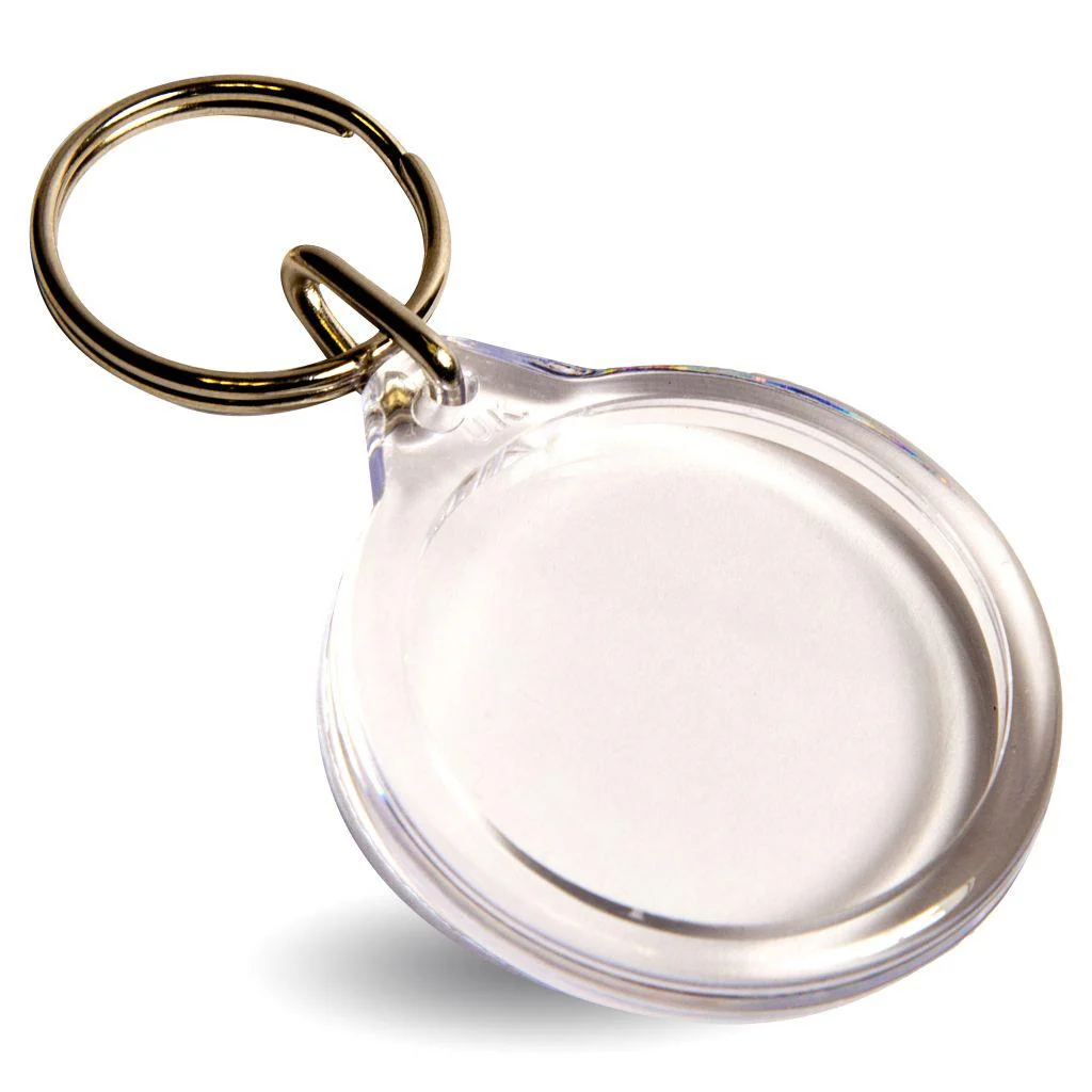 I1 Round Blank Plastic Photo Insert Keyring - 33mm - Pack of 50 - Image 2