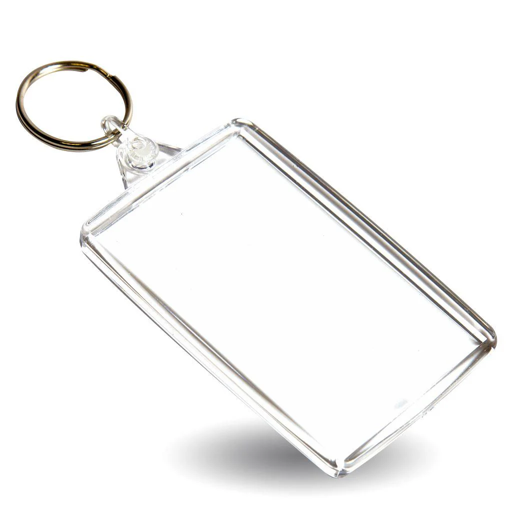L402 Rectangular Blank Plastic Photo Insert Keyring - 70 x 45mm - Pack of 50 - Image 3