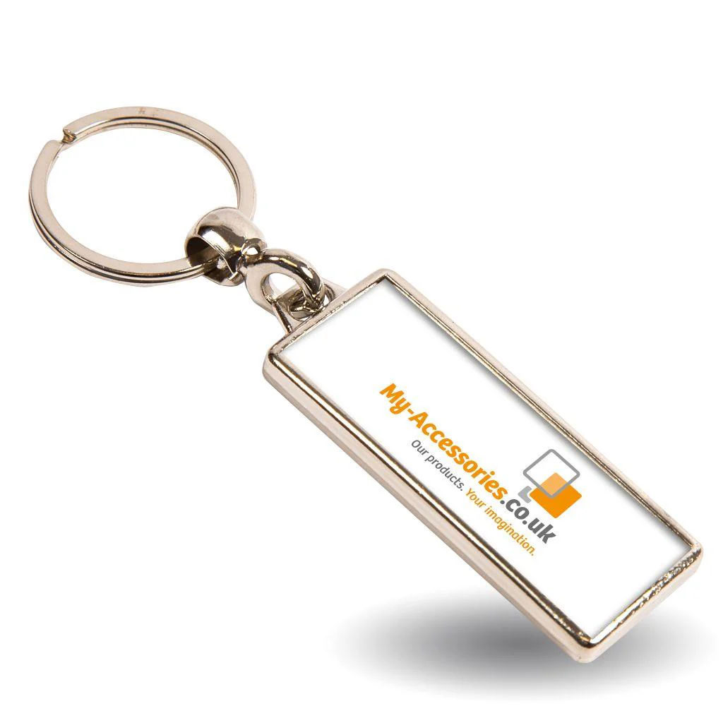 MA-18D Rectangular Blank Metal Photo Insert Keyring - 50 x 18mm - Pack of 10 - Image 3