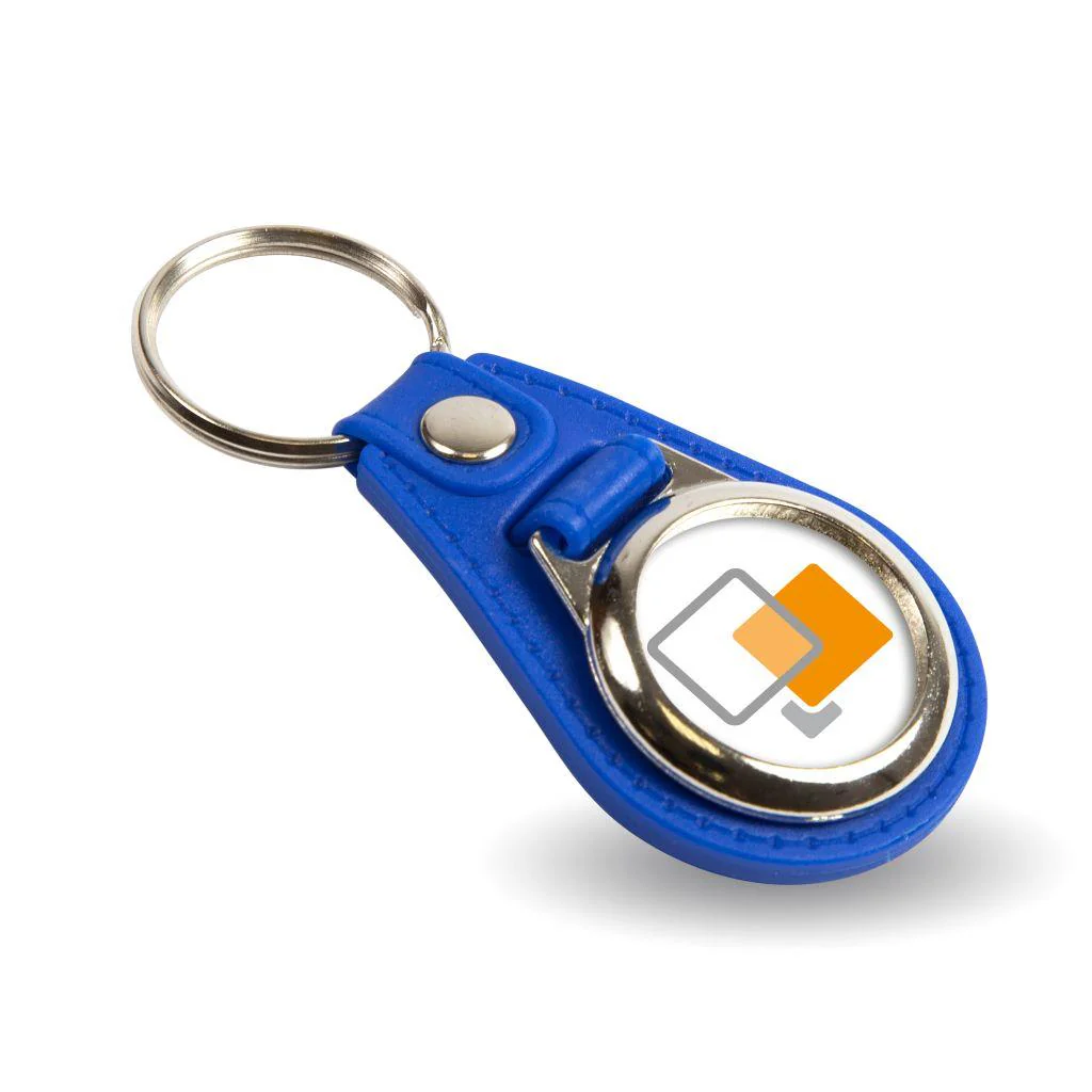 MD25 Round Blank Medallion PU Leather Photo Insert Keyring - 25mm - Pack of 10 - Image 3