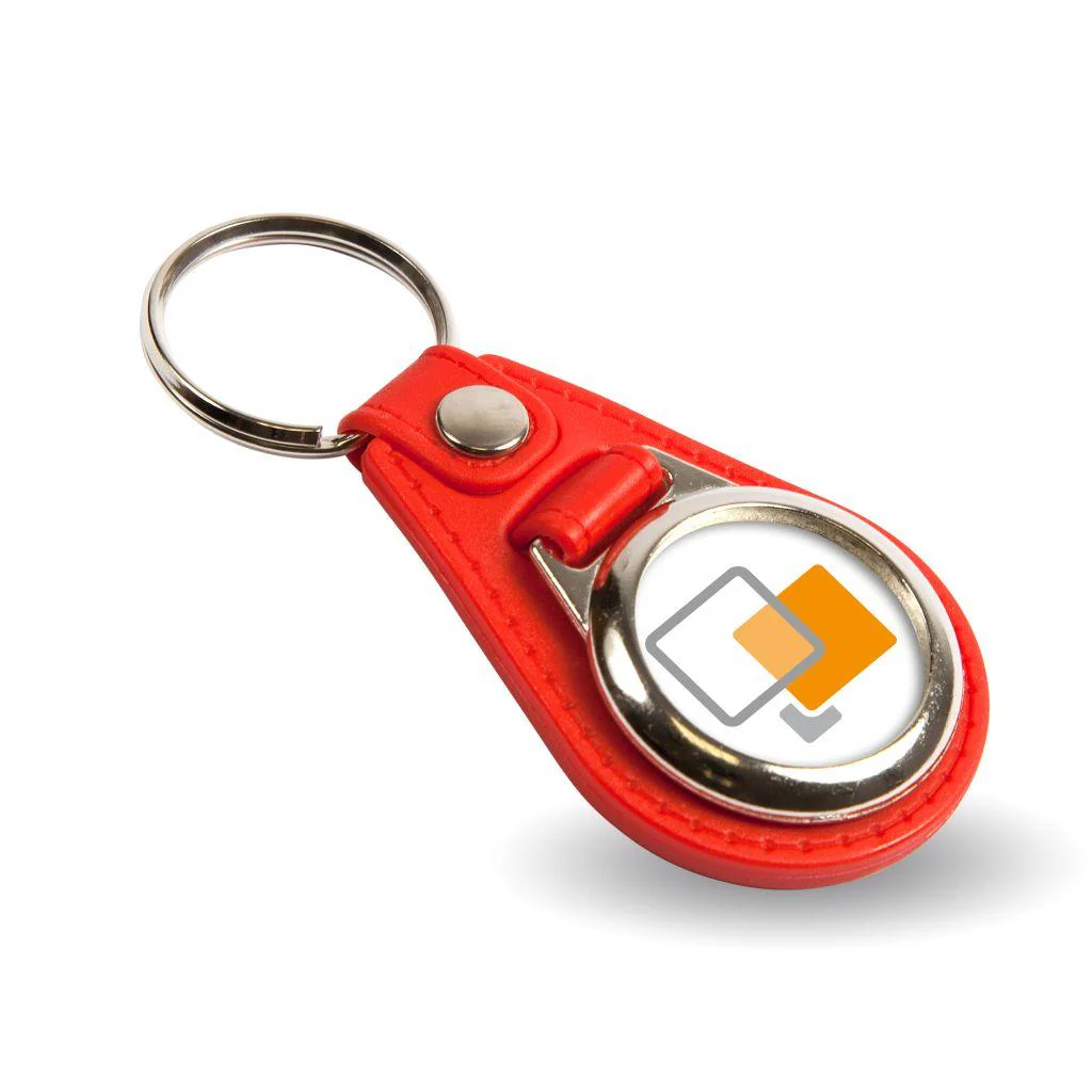 MD25 Round Blank Medallion PU Leather Photo Insert Keyring - 25mm - Pack of 10 - Image 4