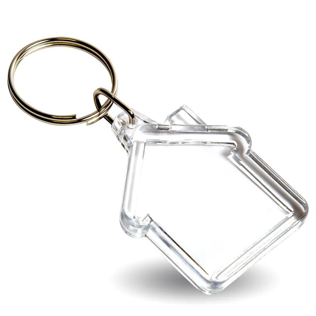 Mini House Shaped Blank Plastic Photo Insert Keyring - 35 x 33mm - Pack of 50 - Image 3