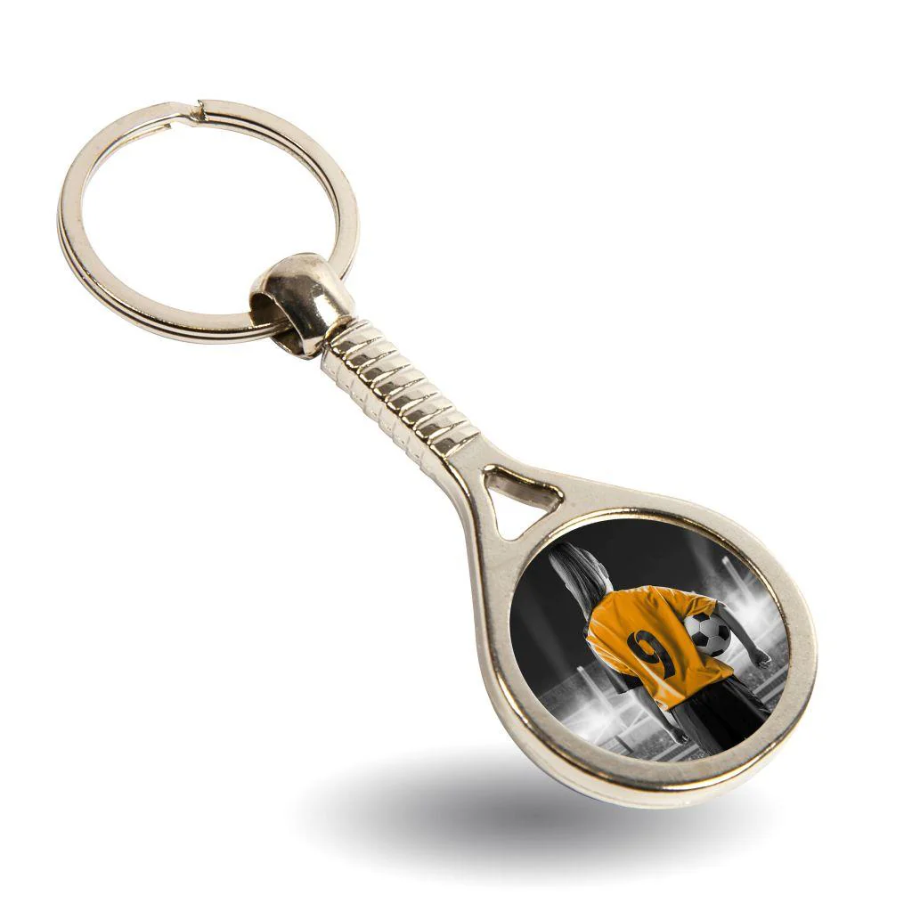 MTN Tennis Racket Round Blank Metal Photo Insert Keyring - 25mm - Pack of 10 - Image 3