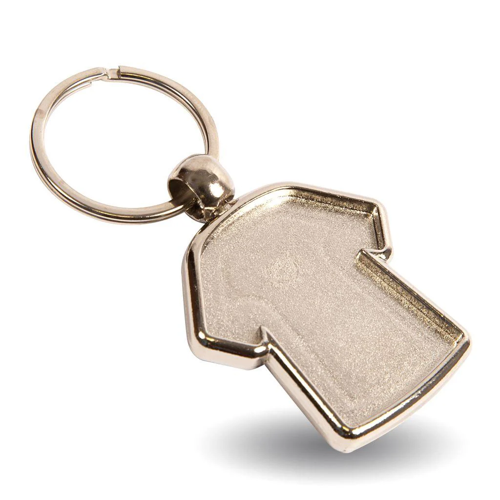 MX-D Shirt Shaped Blank Metal Photo Insert Keyring - 35 x 34mm - Pack of 10 - Image 3
