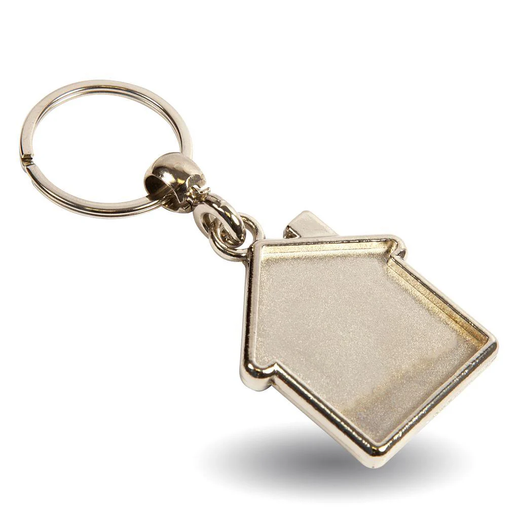MY-D House Shaped Blank Metal Photo Insert Keyring - 35 x 33mm - Pack of 10 - Image 3