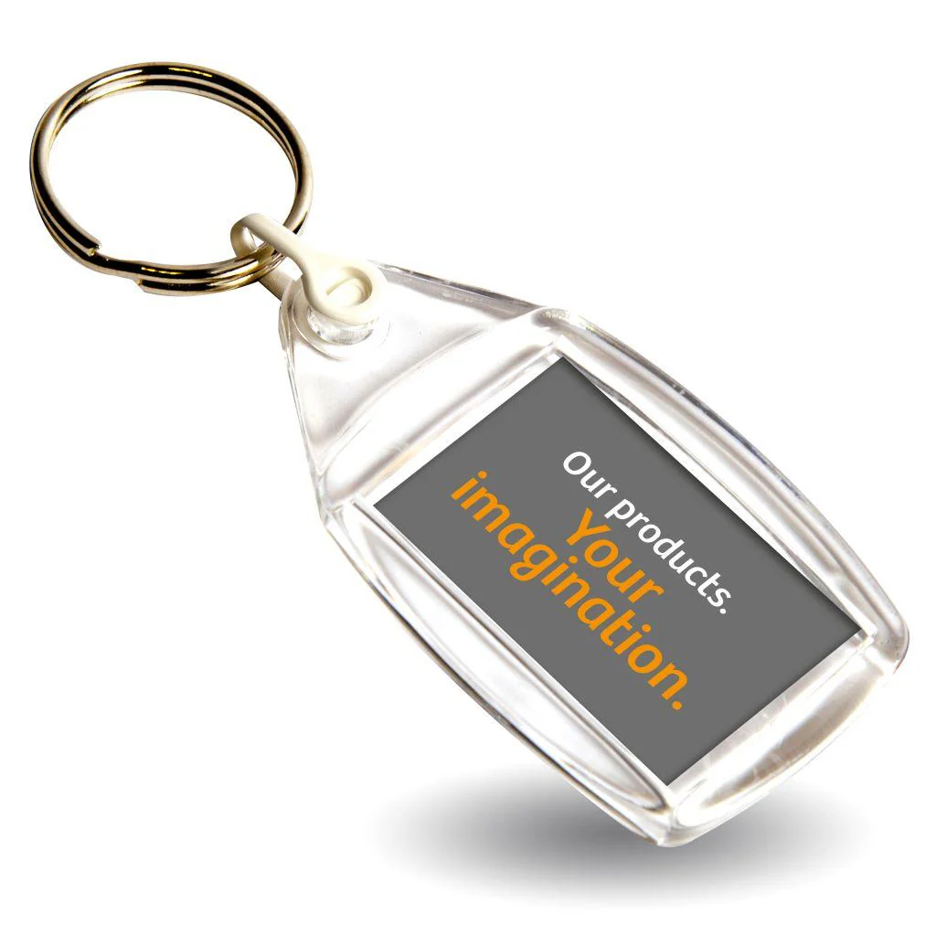 P502 Rectangular Blank Plastic Photo Insert Keyring with Coloured Connector - 35 x 24mm - Pack of 50 - Image 3