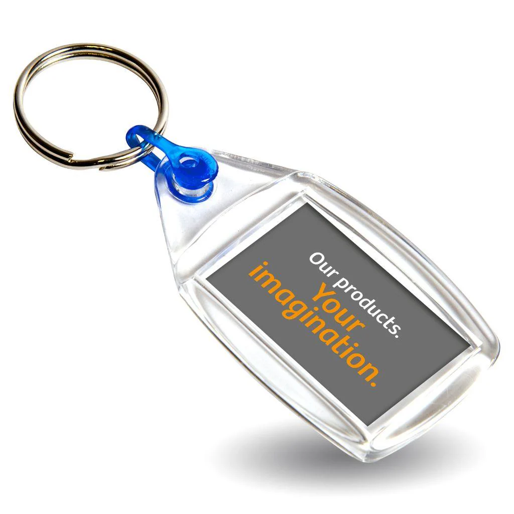 P502 Rectangular Blank Plastic Photo Insert Keyring with Coloured Connector - 35 x 24mm - Pack of 50 - Image 4