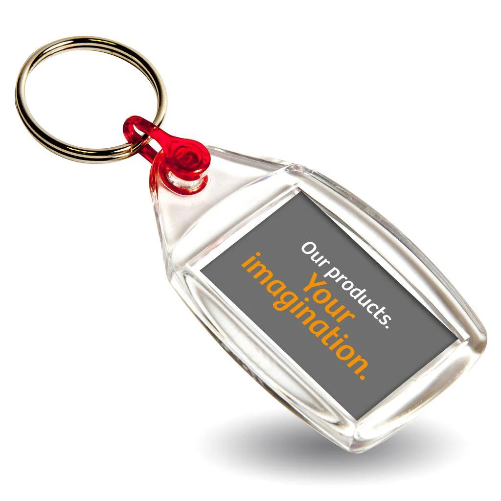 P502 Rectangular Blank Plastic Photo Insert Keyring with Coloured Connector - 35 x 24mm - Pack of 50 - Image 5
