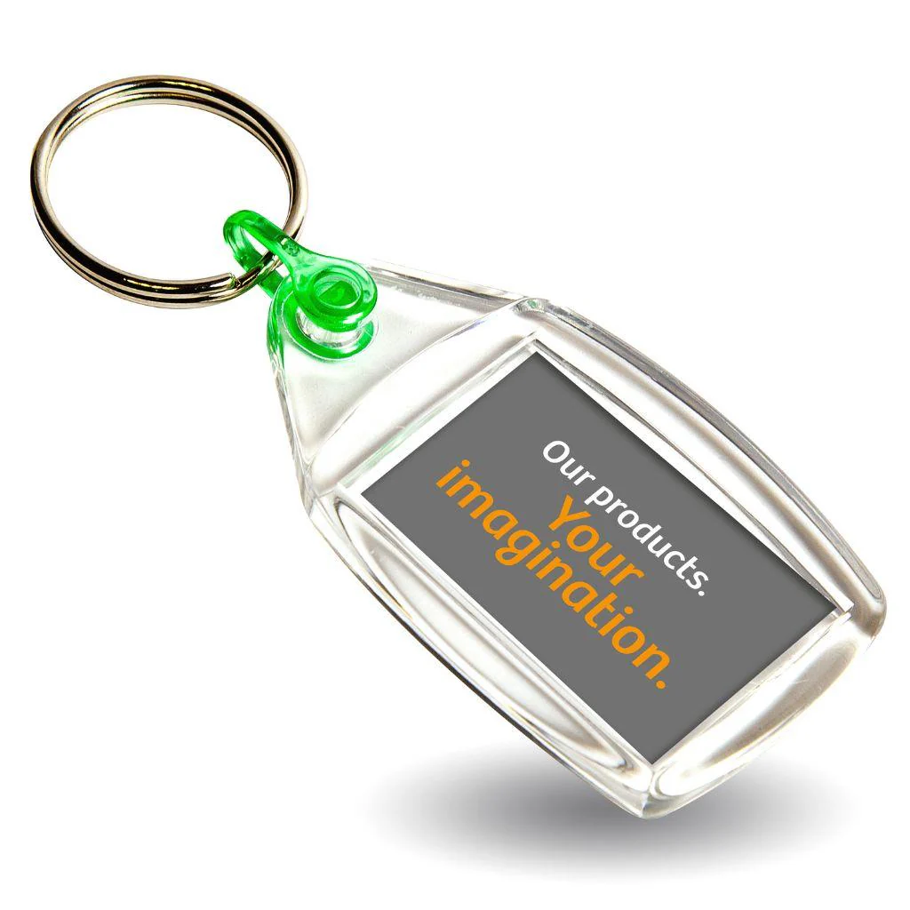P502 Rectangular Blank Plastic Photo Insert Keyring with Coloured Connector - 35 x 24mm - Pack of 50 - Image 6