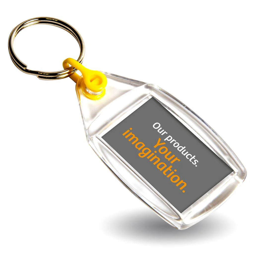 P502 Rectangular Blank Plastic Photo Insert Keyring with Coloured Connector - 35 x 24mm - Pack of 50 - Image 7
