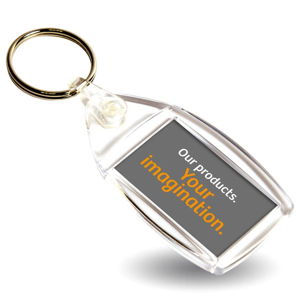 P6 Rectangular Blank Plastic Photo Insert Keyring - 35 x 24mm - Individually Bagged - Pack of 10 - Image 3