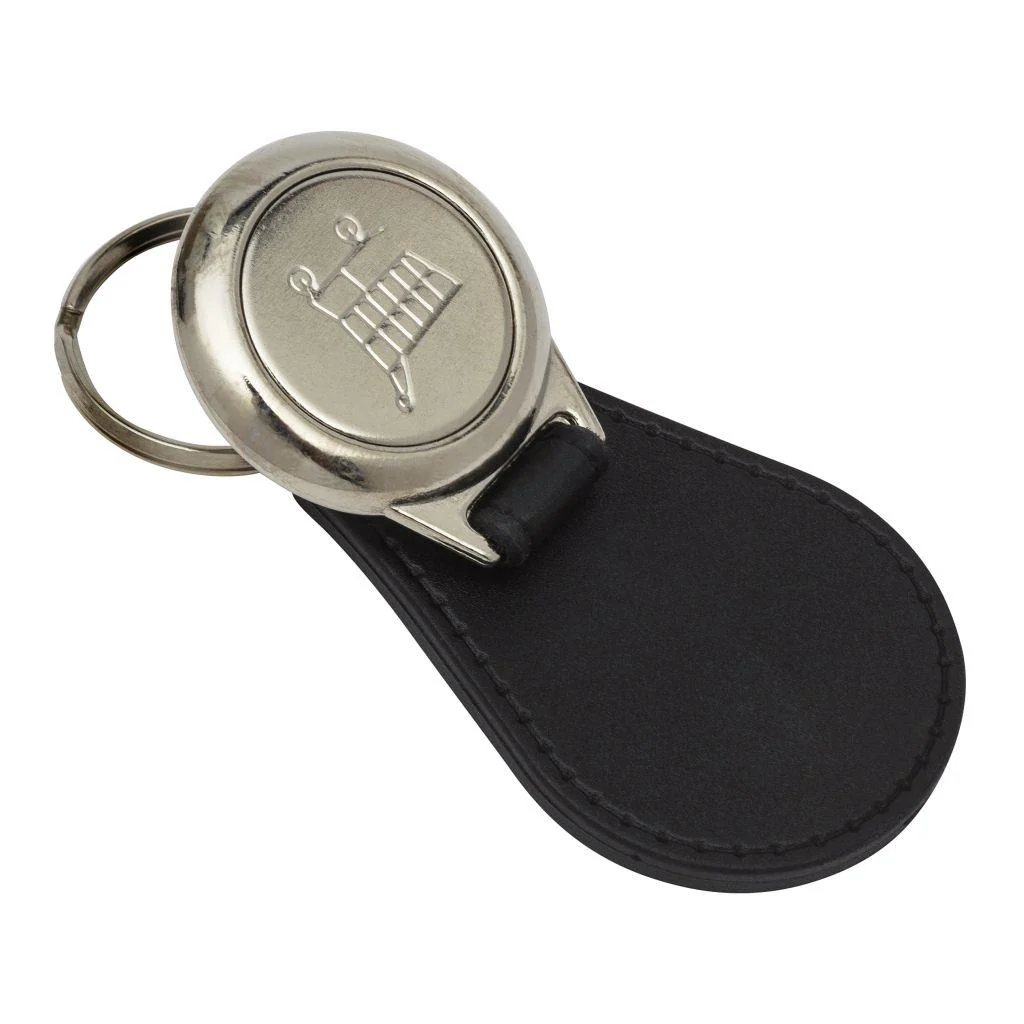 Round Blank Medallion PU Leather Photo Insert Trolley Coin Keyring-25mm - Pack of 10 - Image 3