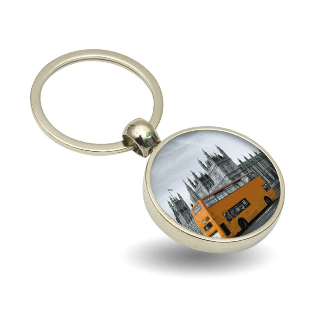 Round Slimline Blank Metal Photo Insert Keyring - 33mm - Pack of 10 - Image 3