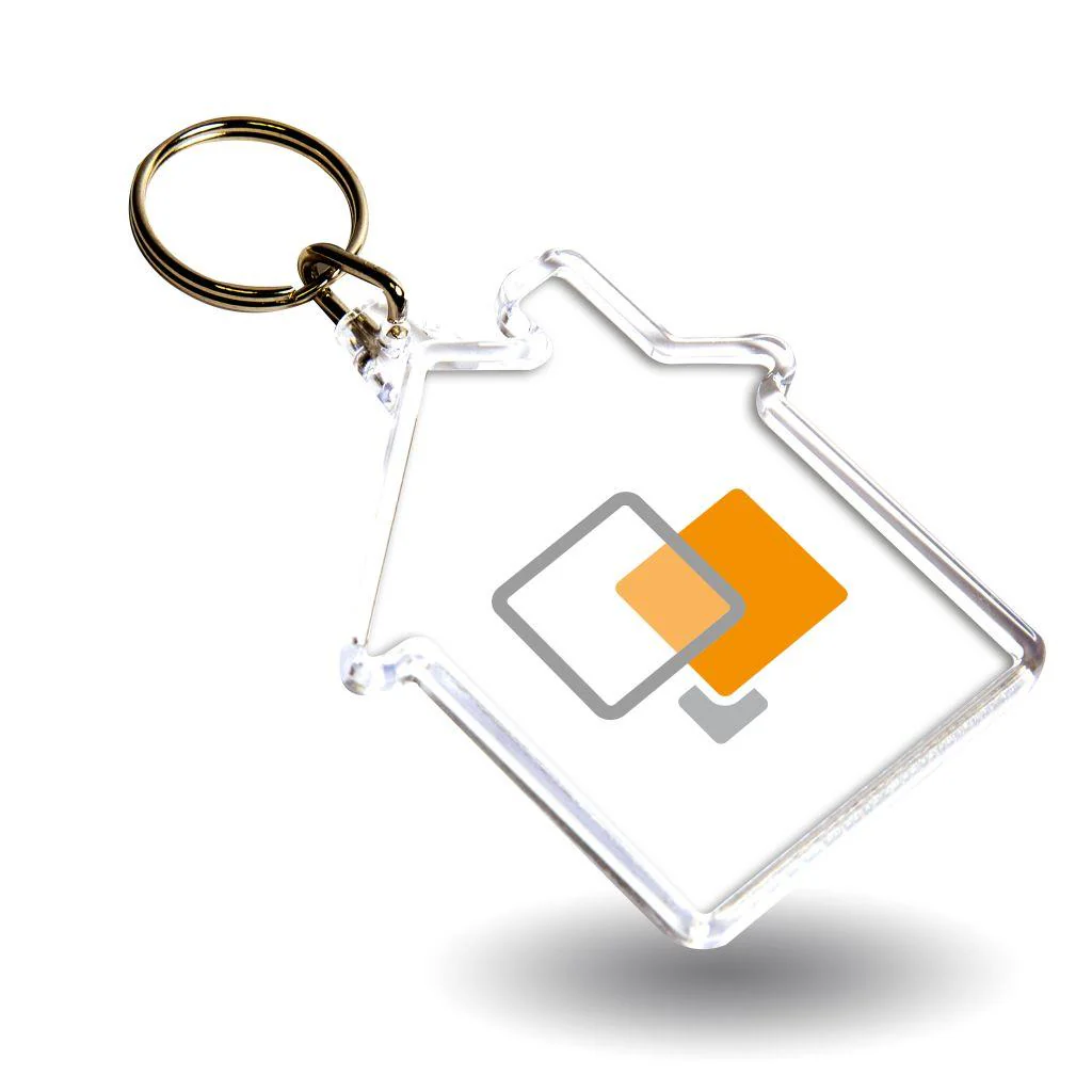 S-House Shaped Blank Plastic Photo Insert Keyring - 59 x 56mm - Pack of 50 - Image 4
