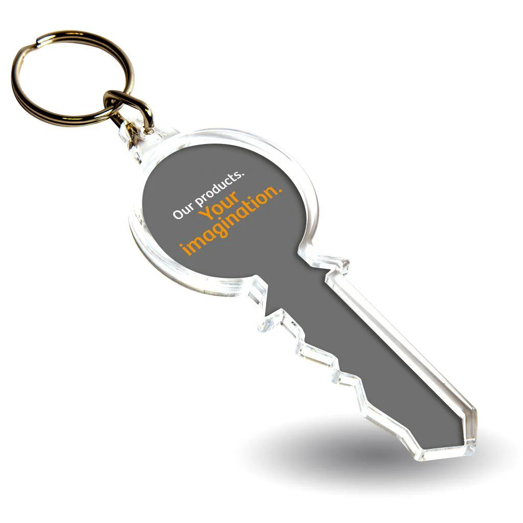 S-Key Shaped Blank Plastic Photo Insert Keyring - 79 x 32mm - Pack of 50 - Image 4