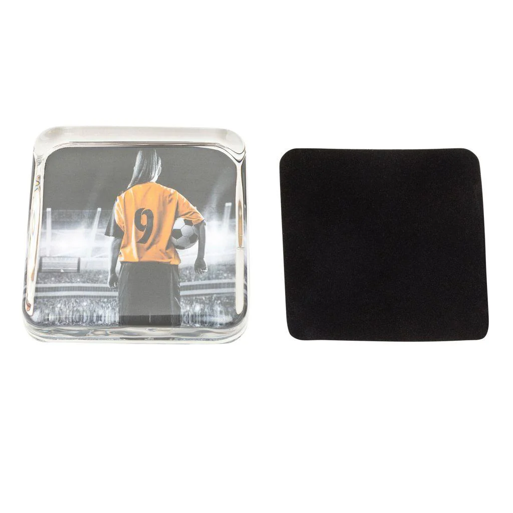 Square 90 x 90mm Diameter Glass Paperweight + Felt Base - Insert Size 75 x 75mm - Pack of 6 - Image 3